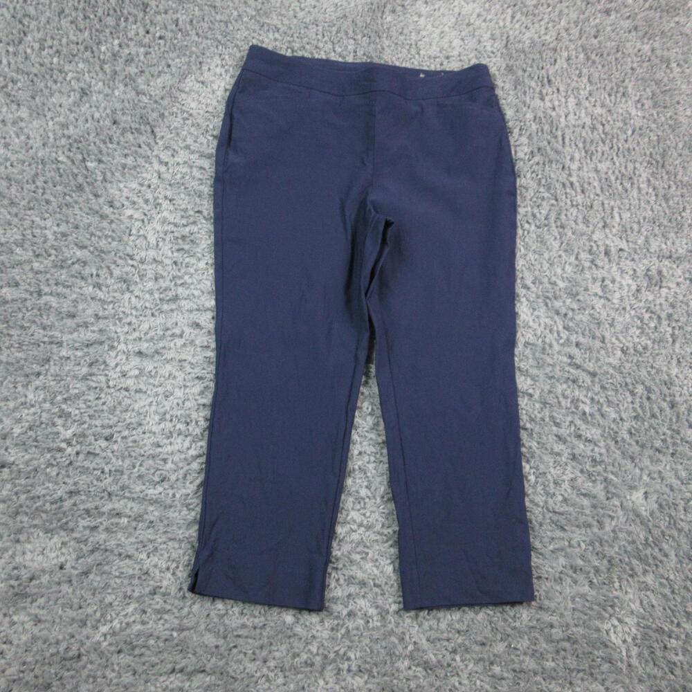Chicos Pants Womens 2 US 12 Blue Pull On Stretch Slim Ankle Work Career 33x22.5*